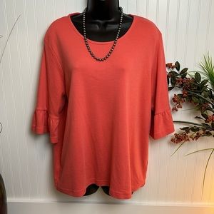 Blair Coral Blouse with Ruffle Sleeve